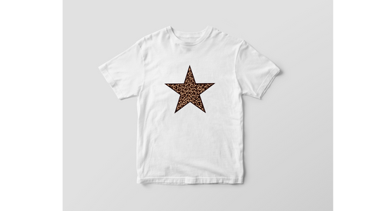 Women's Slim Fit Leopard Print Star T shirt