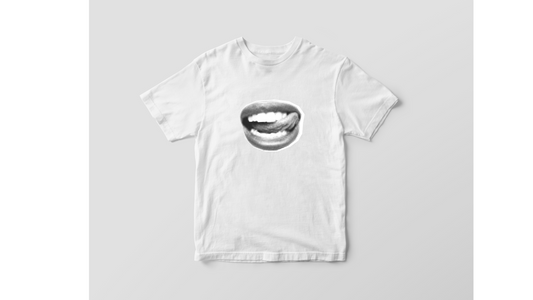 Women's Slim Fit Halftone Lips T Shirt